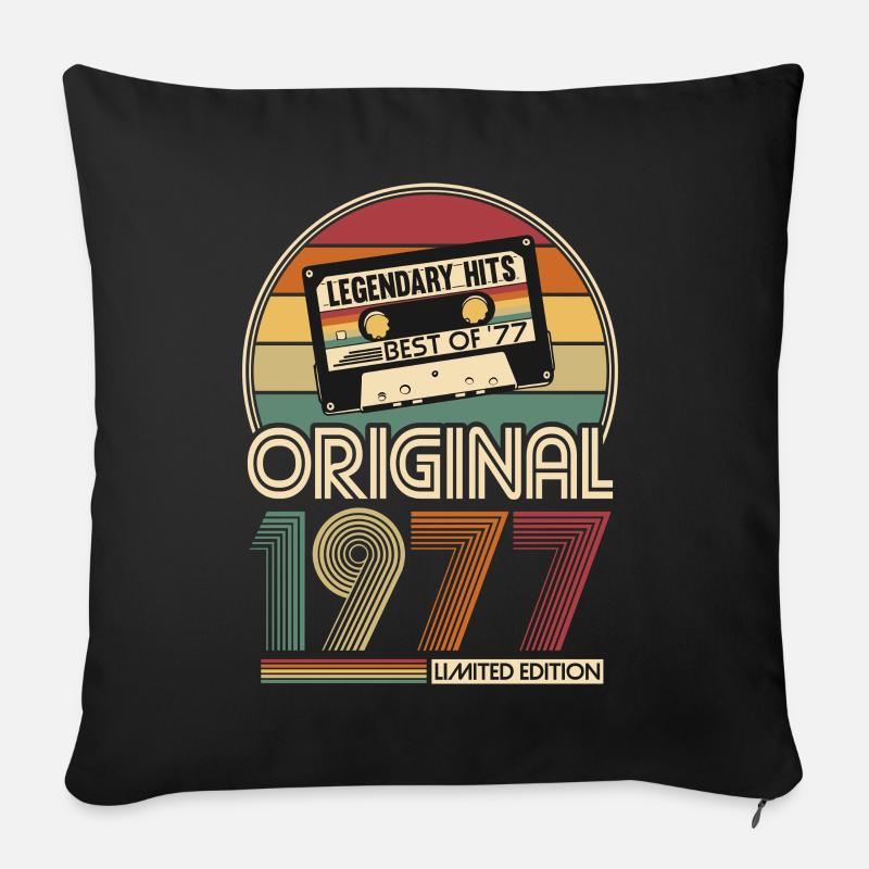 Millésime 1977 né original anniversaire cadeau - Housse de coussin décorative 45 x 45 cm - noir