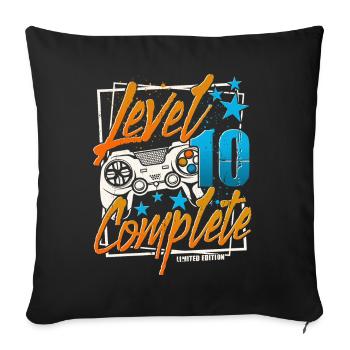 10th Birthday Level 10 Complete 10 Years Gamer - Sofa pillowcase 17,3'' x 17,3'' (45 x 45 cm) - black - Front