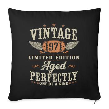Jahrgang 1971 geboren Vintage 50 Geburtstag - Sofakissenbezug 45 x 45 cm - Schwarz - Vorne