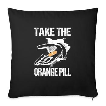 Bitcoin prend la pilule orange - Housse de coussin décorative 45 x 45 cm - noir - Devant