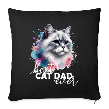 Best Cat Dad Ever Katze - Sofa pillowcase 17,3'' x 17,3'' (45 x 45 cm) - black - Front