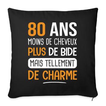 80 ans plus de charme cadeau anniversaire 80 ans - Housse de coussin décorative 45 x 45 cm - noir - Devant