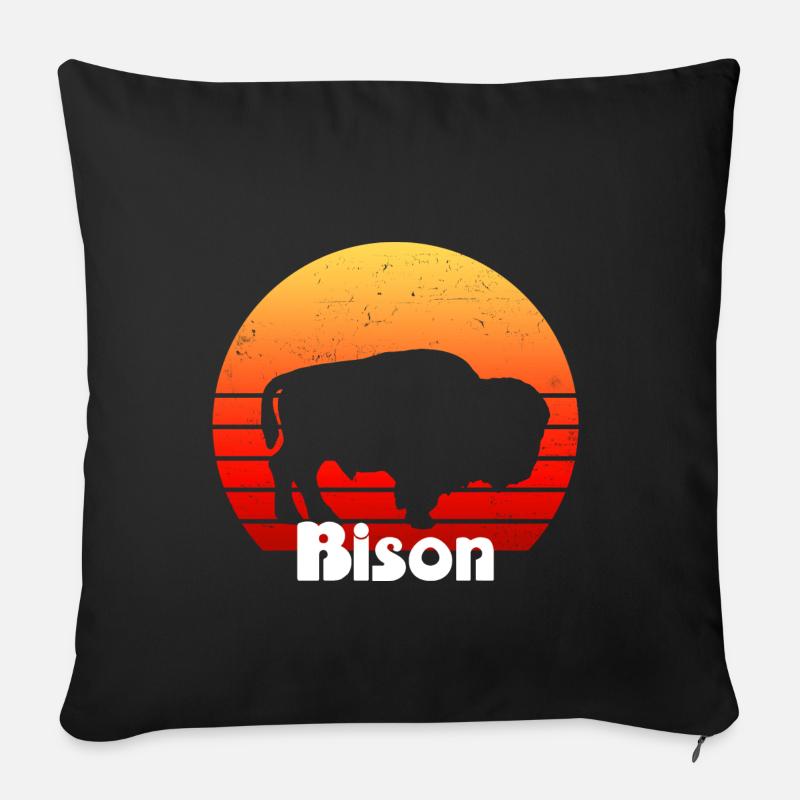 Bison Bison Buffalo Tshirt - Sofakissenbezug 45 x 45 cm - Schwarz