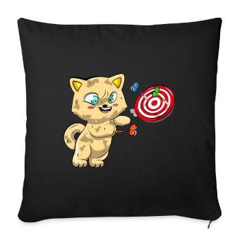 Cat Playing Darts - Sofa pillowcase 17,3'' x 17,3'' (45 x 45 cm) - black - Front