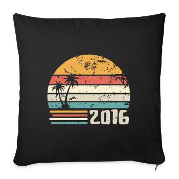 2016 Jubiläumsgeschenk - Made in 2016 Retro 2016 - Sofakissenbezug 45 x 45 cm - Schwarz - Vorne