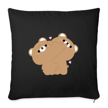 Couple d’ours brun - Housse de coussin décorative 45 x 45 cm - noir - Devant