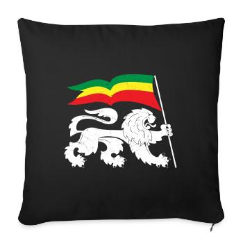 Drapeau Reggaeton Rasta Reggae Lion - Housse de coussin décorative 45 x 45 cm - noir - Devant
