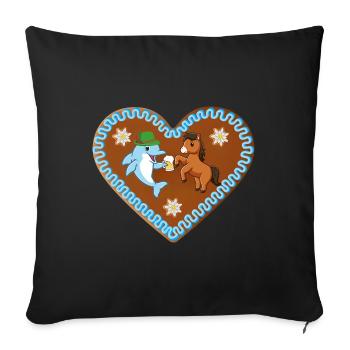 Dolphin in my fanny pack - Sofa pillowcase 17,3'' x 17,3'' (45 x 45 cm) - black - Front