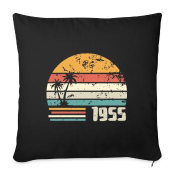 1955 Cadeau Anniversaire - Made in 1955 Rétro 1955 - Housse de coussin décorative 45 x 45 cm - noir - Devant