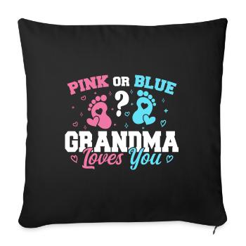 Pink Or Blue Grandma Loves You - Funny Grandma - Housse de coussin décorative 45 x 45 cm - noir - Devant