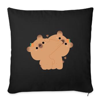 Wasserschweine-Paar - Sofakissenbezug 45 x 45 cm - Schwarz - Vorne