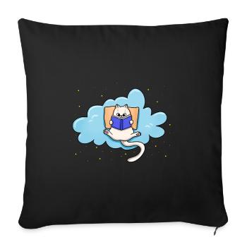 Cat Reading Book - Sofa pillowcase 17,3'' x 17,3'' (45 x 45 cm) - black - Front
