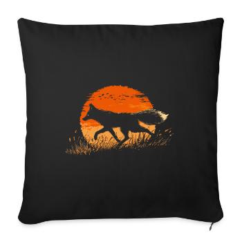Fox silhouette in front of a sun - Sofa pillowcase 17,3'' x 17,3'' (45 x 45 cm) - black - Front