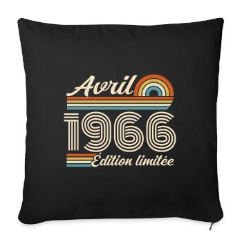  Avril 1966 anniversaire rétro 1966 April 1966 - Housse de coussin décorative 45 x 45 cm - noir - Devant