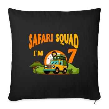 Safari Birthday Party - 7th Birthday Boy 7 Years - Sofa pillowcase 17,3'' x 17,3'' (45 x 45 cm) - black - Front