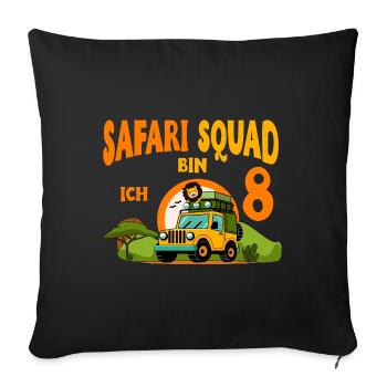 Motif d’anniversaire safari 8 ans garçons - Housse de coussin décorative 45 x 45 cm - noir - Devant