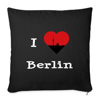 J’adore la silhouette du cœur de la tour de télévision de Berlin - Housse de coussin décorative 45 x 45 cm - noir - Devant