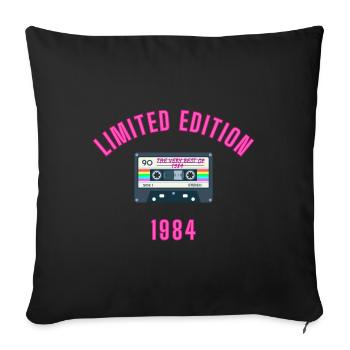 'The very best of 1984' Retro Cassette Limited Ed. - Sofa pillowcase 17,3'' x 17,3'' (45 x 45 cm) - black - Front