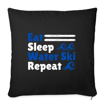 Manger du sommeil Ski nautique Répéter - Housse de coussin décorative 45 x 45 cm - noir - Devant