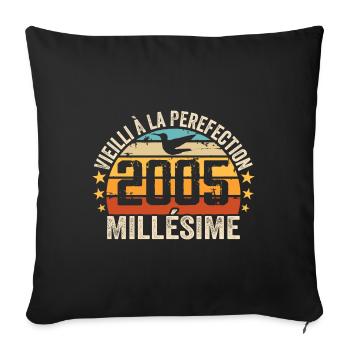 Millésime 2005 Cadeau D’anniversaire Rétro 2005 - Housse de coussin décorative 45 x 45 cm - noir - Devant