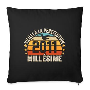 Millésime 2011 Cadeau D’anniversaire Rétro 2011 - Housse de coussin décorative 45 x 45 cm - noir - Devant