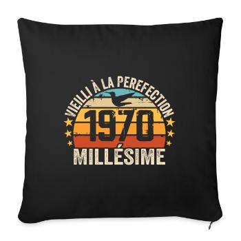 Millésime 1970 Cadeau D’anniversaire Rétro 1970 - Housse de coussin décorative 45 x 45 cm - noir - Devant