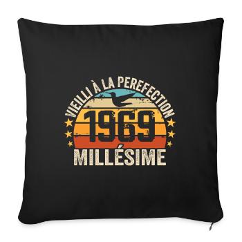 Vintage 1969 Retro 1969 Birthday Gift - Sofa pillowcase 17,3'' x 17,3'' (45 x 45 cm) - black - Front