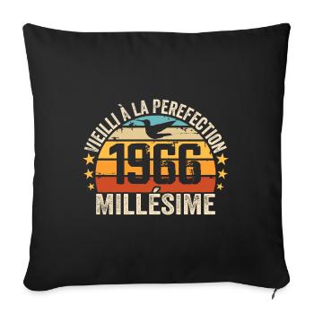 Jahrgang 1966 Retro 1966 Geburtstagsgeschenk - Sofakissenbezug 45 x 45 cm - Schwarz - Vorne