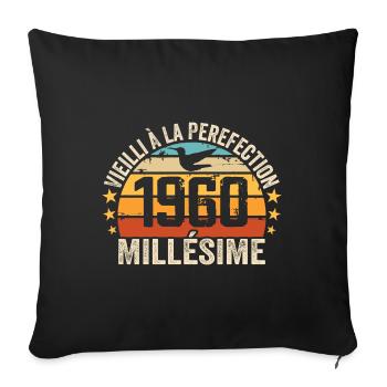 Millésime 1960 Cadeau D’anniversaire Rétro 1960 - Housse de coussin décorative 45 x 45 cm - noir - Devant