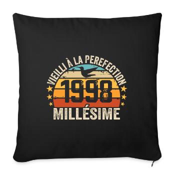 Millésime 1998 Cadeau D’anniversaire Rétro 1998 - Housse de coussin décorative 45 x 45 cm - noir - Devant