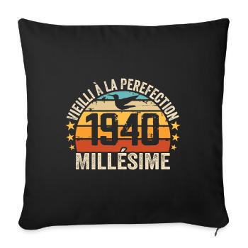 Millésime 1940 Cadeau D’anniversaire Rétro 1940 - Housse de coussin décorative 45 x 45 cm - noir - Devant