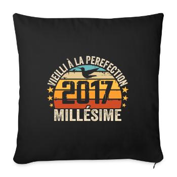 Vintage 2017 Retro Geburtstagsgeschenk 2017 - Sofakissenbezug 45 x 45 cm - Schwarz - Vorne