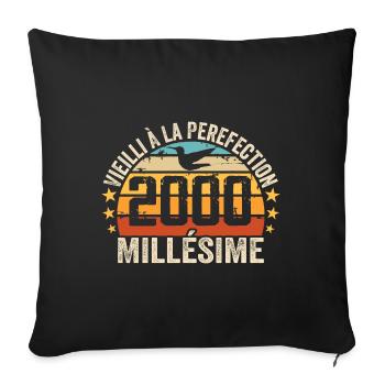 Millésime 2000 Cadeau D’anniversaire Rétro 2000 - Housse de coussin décorative 45 x 45 cm - noir - Devant