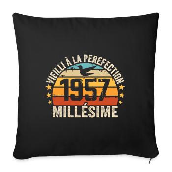 Vintage 1957 Retro 1957 Birthday Gift - Sofa pillowcase 17,3'' x 17,3'' (45 x 45 cm) - black - Front