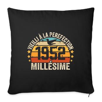 Jahrgang 1952 Retro 1952 Geburtstagsgeschenk - Sofakissenbezug 45 x 45 cm - Schwarz - Vorne