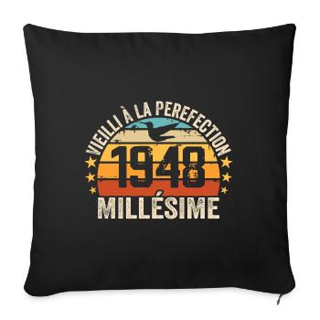 Millésime 1948 Cadeau D’anniversaire Rétro 1948 - Housse de coussin décorative 45 x 45 cm - noir - Devant