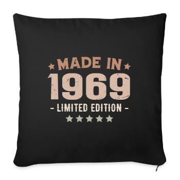 Made in 1969 Vintage 1969 Anniversary Gift - Sofa pillowcase 17,3'' x 17,3'' (45 x 45 cm) - black - Front