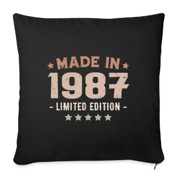 Hergestellt 1987 Geburtstagsgeschenk 1987 Jahrgang 1987 - Sofakissenbezug 45 x 45 cm - Schwarz - Vorne