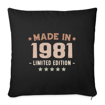 Hergestellt im Jahr 1981 Geburtstagsgeschenk 1981 Jahrgang 1981 - Sofakissenbezug 45 x 45 cm - Schwarz - Vorne