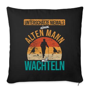 Wachtel Wachteln - Sofakissenbezug 45 x 45 cm - Schwarz - Vorne