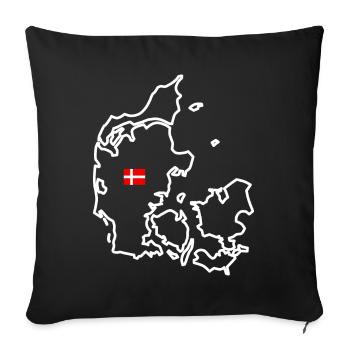 Danemark - Contour (blanc) - Housse de coussin décorative 45 x 45 cm - noir - Devant