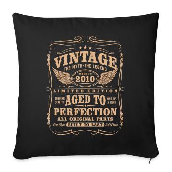 Vintage 2010 Vintage Anniversaire Cadeau Rétro - Housse de coussin décorative 45 x 45 cm - noir - Devant