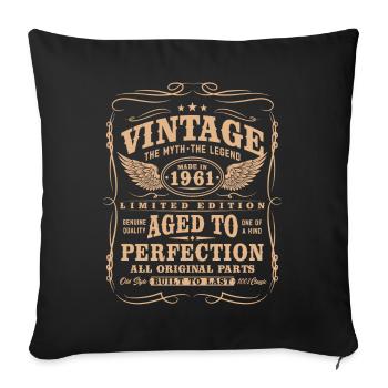 Vintage 1961 Vintage Anniversaire Cadeau Rétro - Housse de coussin décorative 45 x 45 cm - noir - Devant