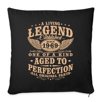 Legend Since 1969 Cadeau d’anniversaire vintage - Housse de coussin décorative 45 x 45 cm - noir - Devant