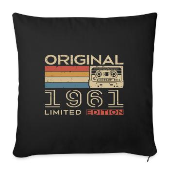 1961 Retro 1961 Geburtstagsgeschenk - Jahrgang 1961 - Sofakissenbezug 45 x 45 cm - Schwarz - Vorne
