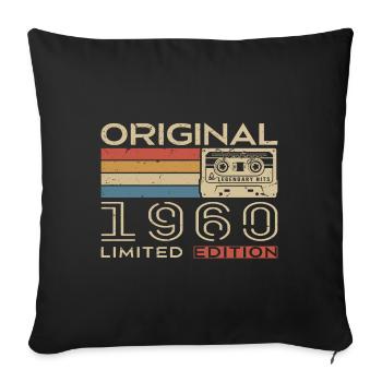 Cadeau Anniversaire 1960 Rétro 1960 - Vintage 1960 - Housse de coussin décorative 45 x 45 cm - noir - Devant