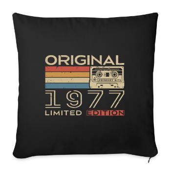 Cadeau Anniversaire 1977 Rétro 1977 - Vintage 1977 - Housse de coussin décorative 45 x 45 cm - noir - Devant