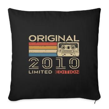Cadeau Anniversaire 2010 Rétro 2010 - Vintage 2010 - Housse de coussin décorative 45 x 45 cm - noir - Devant