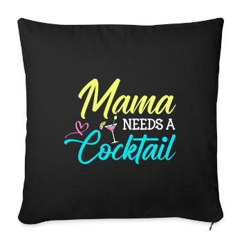 Maman a besoin d’un cocktail - Housse de coussin décorative 45 x 45 cm - noir - Devant