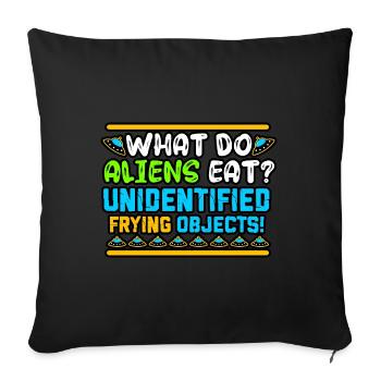 Aliens - What Do Aliens Like To Eat - Sofa pillowcase 17,3'' x 17,3'' (45 x 45 cm) - black - Front